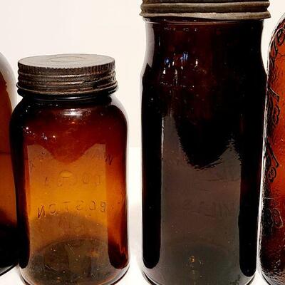 Lot 46: Amber Glass Antique Jars/Bottles