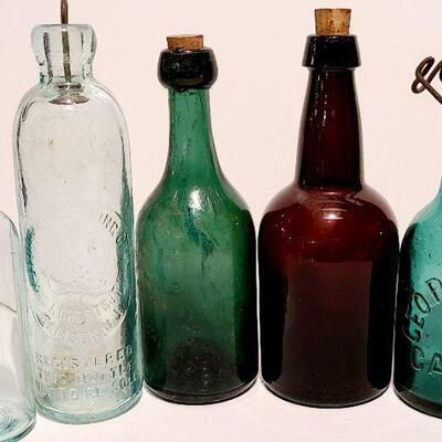 Lot 48: Amber, Green, Aqua Antique Bottles