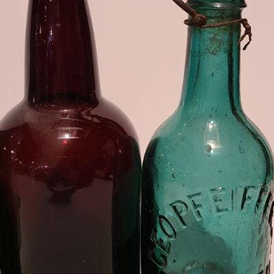 Lot 48: Amber, Green, Aqua Antique Bottles