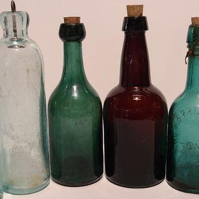 Lot 48: Amber, Green, Aqua Antique Bottles