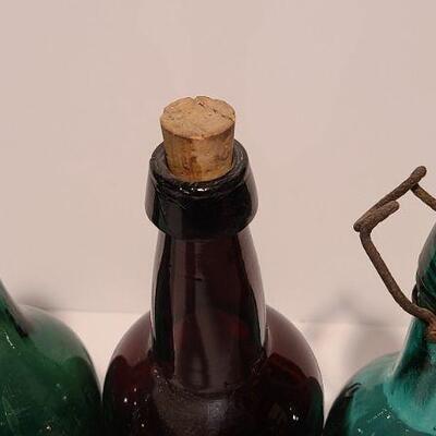 Lot 48: Amber, Green, Aqua Antique Bottles