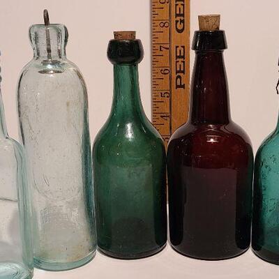 Lot 48: Amber, Green, Aqua Antique Bottles