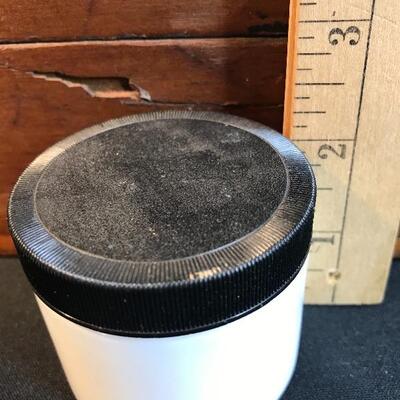 Lot 49A:  Sad Irons Advertising Box and Milk Glass Jars