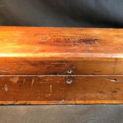 Lot 49A:  Sad Irons Advertising Box and Milk Glass Jars