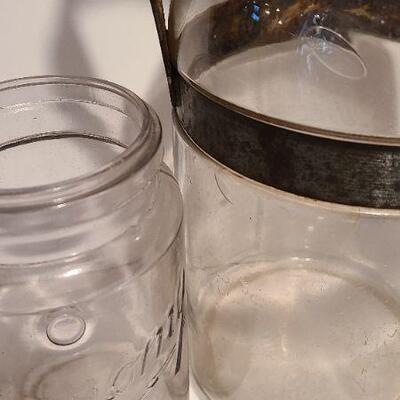 Lot 187A: 3 pieces incl. a Gallon sized 1898 AG Smalley Glass Tin Top Milk Bottle 