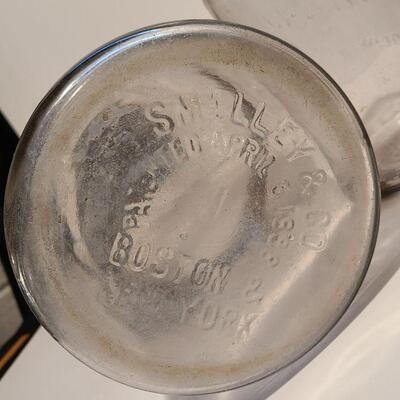 Lot 187A: 3 pieces incl. a Gallon sized 1898 AG Smalley Glass Tin Top Milk Bottle 
