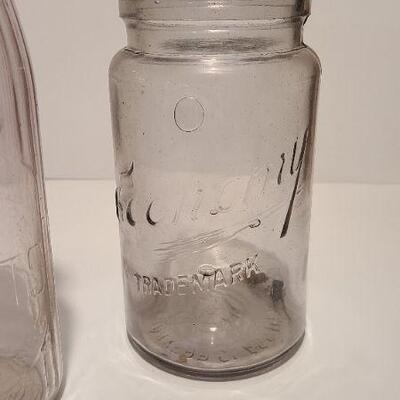 Lot 187A: 3 pieces incl. a Gallon sized 1898 AG Smalley Glass Tin Top Milk Bottle 