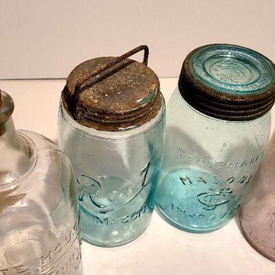 Lot 190A:  Antique Dairy Bottles, Root Masons, Clayton NJ Mason Jars White House and More