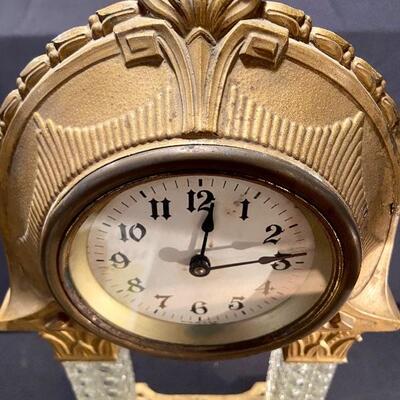 Lot 172: Art Deco Cast Iron and Crystal clock