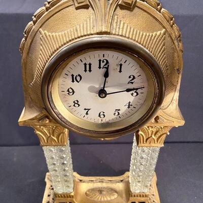 Lot 172: Art Deco Cast Iron and Crystal clock