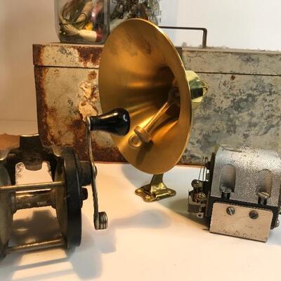 Lot 200:  Vintage Fishing Reels, Lures & Bell