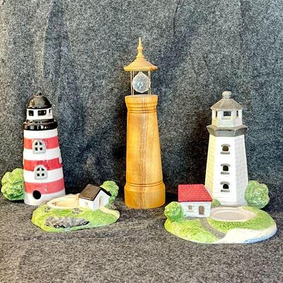 LOT 54  GROUP OF LIGHTHOUSES 2 CERAMIC 1 MYRTLEWOOD