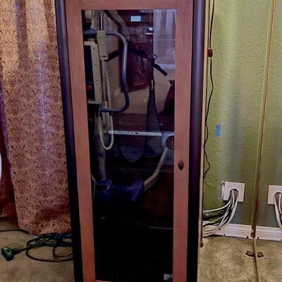 LOT 58  CONTEMPORARY MEDIA CABINET SMOKEY GLASS DOOR