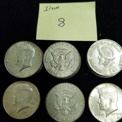 Item(8) Mixed Silver Half-dollars.
