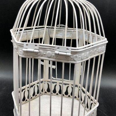Vintage White Metal Birdcage 