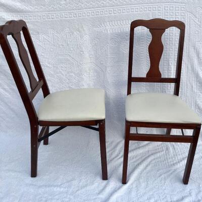 Vintage Pair of Wood Stakmore Padded Seat Folding Chairs YD#020-1220-00017