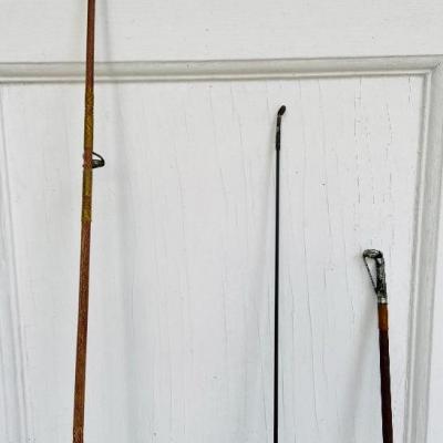 Lot 189: Vintage Fishing Rods/Large Brass Reel