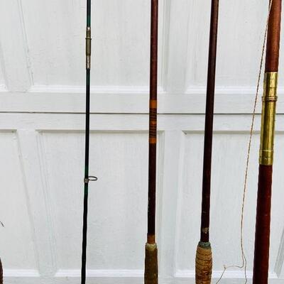 Lot 189: Vintage Fishing Rods/Large Brass Reel