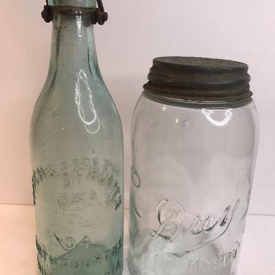 Lot 228A:  Antique Jars (Drey Mason, Schuster Soda, Easy Vacuum, Mason)