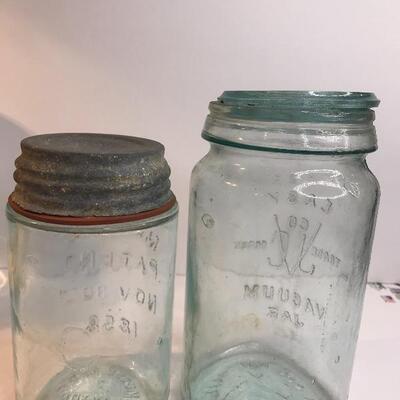 Lot 228A:  Antique Jars (Drey Mason, Schuster Soda, Easy Vacuum, Mason)