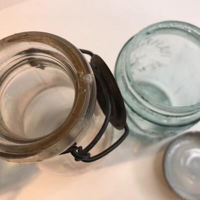 Lot 230:  Antique Mason Jars and Dairy Bottle