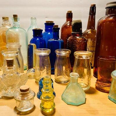 Lot 271: Vintage Colored Glass jars/ Parts