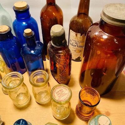 Lot 271: Vintage Colored Glass jars/ Parts