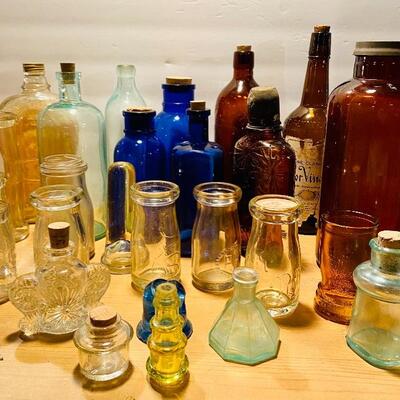 Lot 271: Vintage Colored Glass jars/ Parts