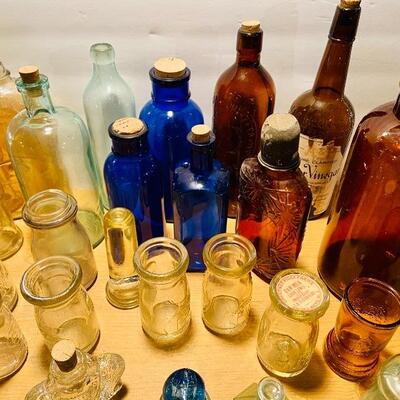 Lot 271: Vintage Colored Glass jars/ Parts