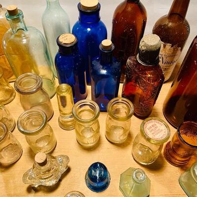 Lot 271: Vintage Colored Glass jars/ Parts