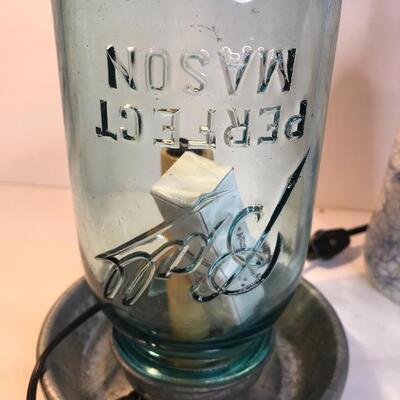 Lot 228B: Ball Light Lamp & Pitcher full of Antique Glass Parts
