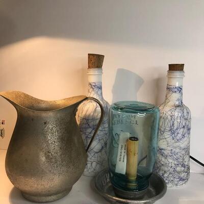 Lot 228B: Ball Light Lamp & Pitcher full of Antique Glass Parts