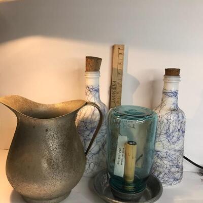 Lot 228B: Ball Light Lamp & Pitcher full of Antique Glass Parts