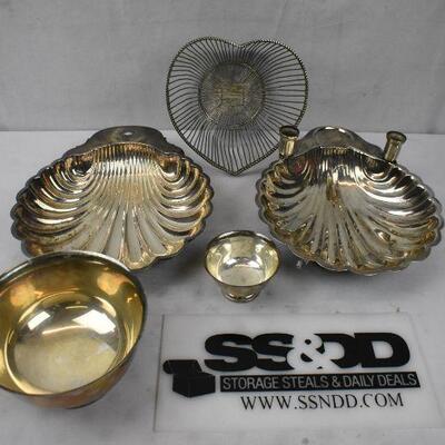 5 pc Silver/Silver plated Trays/Bowls