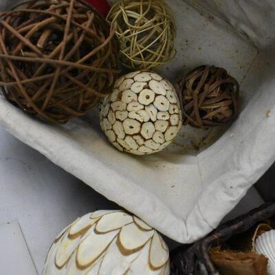 2 Rectangle Baskets with Filler Decor: Shellls, etc