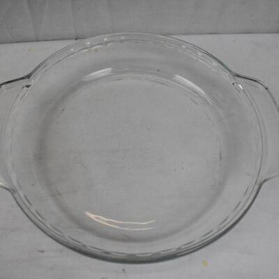 3 pc Glass Bakeware: 8x11 Clear Rectangle 2qt, Brown Pyrex 1.5qt, Anchor 9