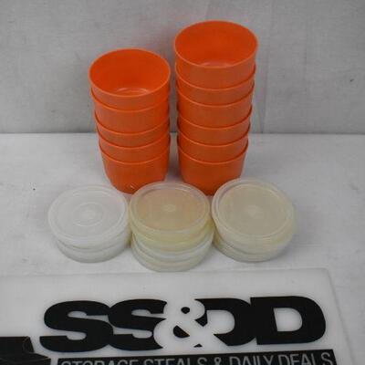 Tupperware, Orange: 11 small containers & 15 lids