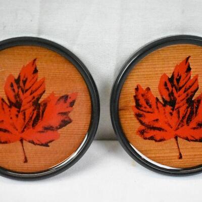 4 Cedar Coasters with Box. Hand Silkscreened, Made in Canada