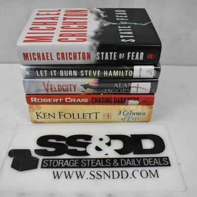 5 Hardcover Fiction Books: State of Fear -to- A Column of Fire