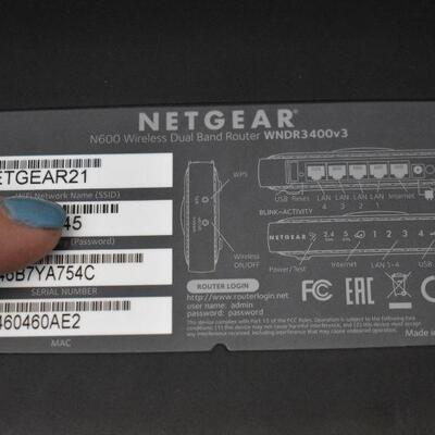 Netgear N600 Wireless Dual Band Router. Turns on. Not tested otherwise