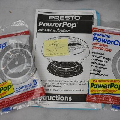 4 pc Popcorn Makers: 1 metal/wood Whirley Pop, 1 Presto Power Pop, & 2 Power Cup