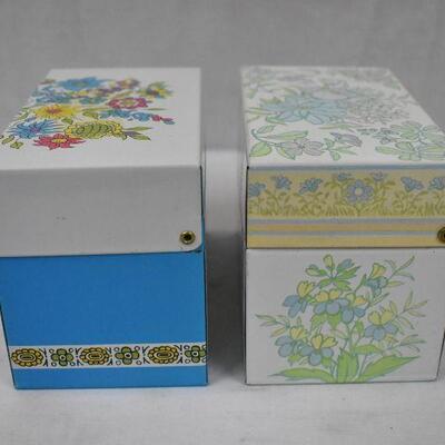 2 Metal Recipe Boxes, with Dividers. (no recipes) Vintage