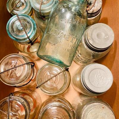 Lot 280: Vintage Ball Mason Jars Glass and Zinc Lids