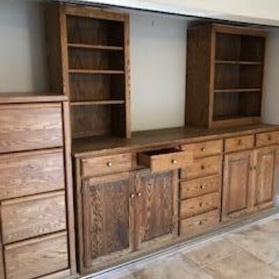 Solid Oak Office with Storage - SKU F4