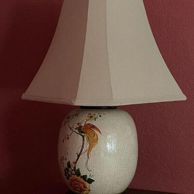 LOT 75  PAIR OF CHINESE THEME CERAMIC TABLE LAMPS