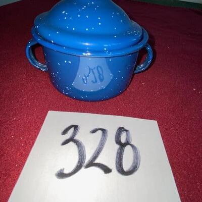 Lot 328 - Vintage Graniteware Pot with lid