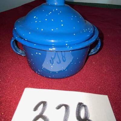 Lot 328 - Vintage Graniteware Pot with lid