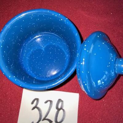Lot 328 - Vintage Graniteware Pot with lid