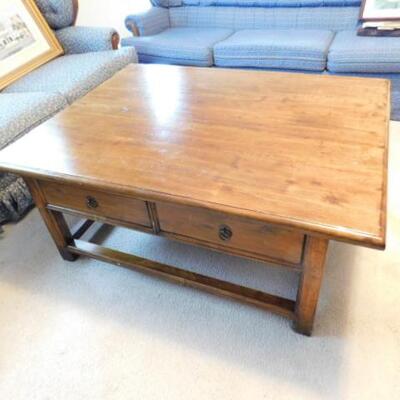 Large Solid Wood Coffee Table with 4 Drawers for Storage 51
