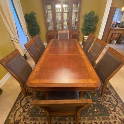 Wood Dining Table with 8 Chairs